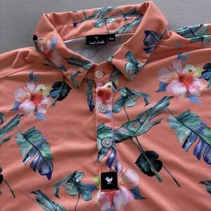 Bad Birdie Golf Polo Mens XXL Peach Floral Tropical Performance